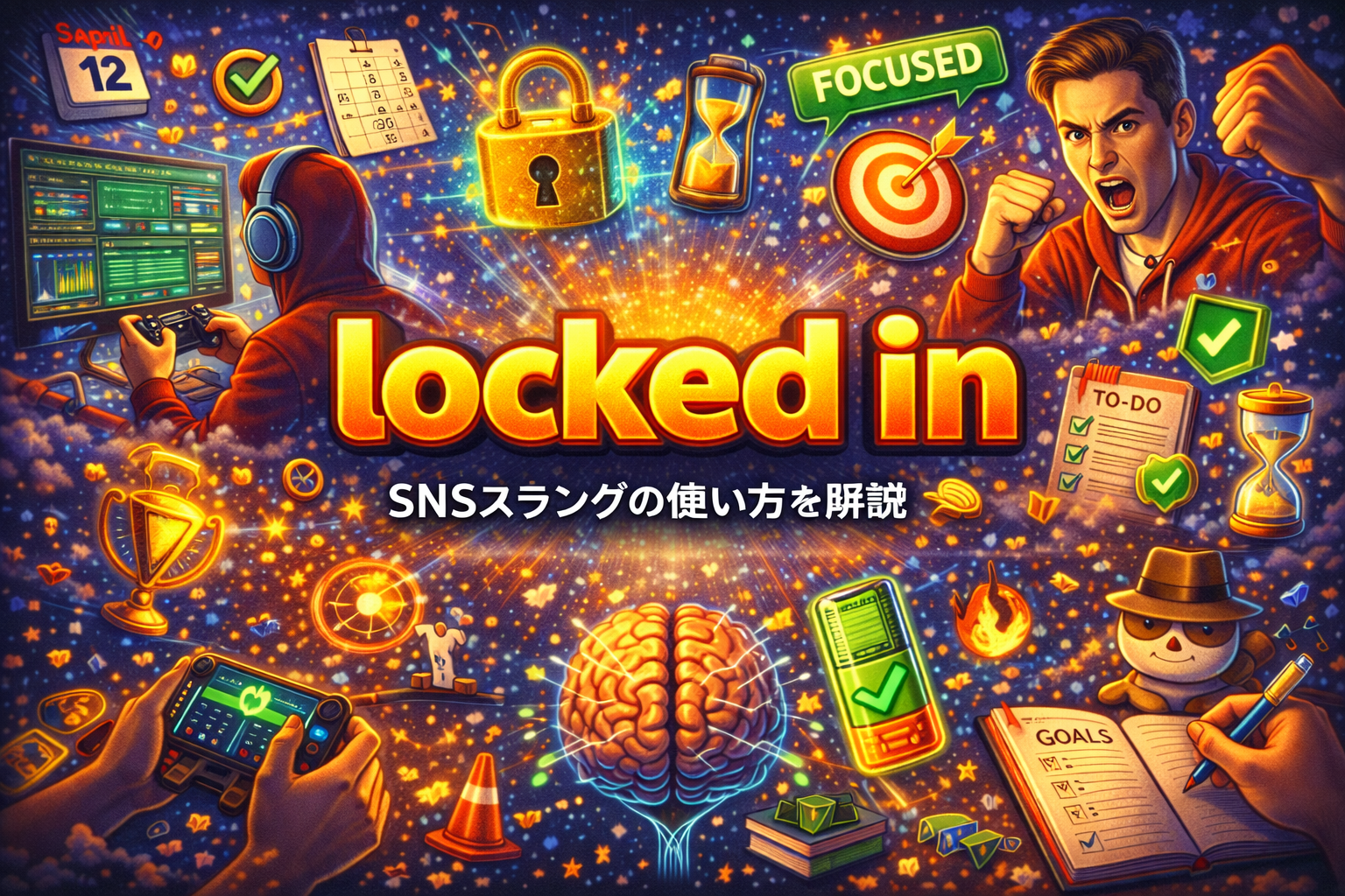 locked in の意味や使い方を解説する記事のアイキャッチ画像