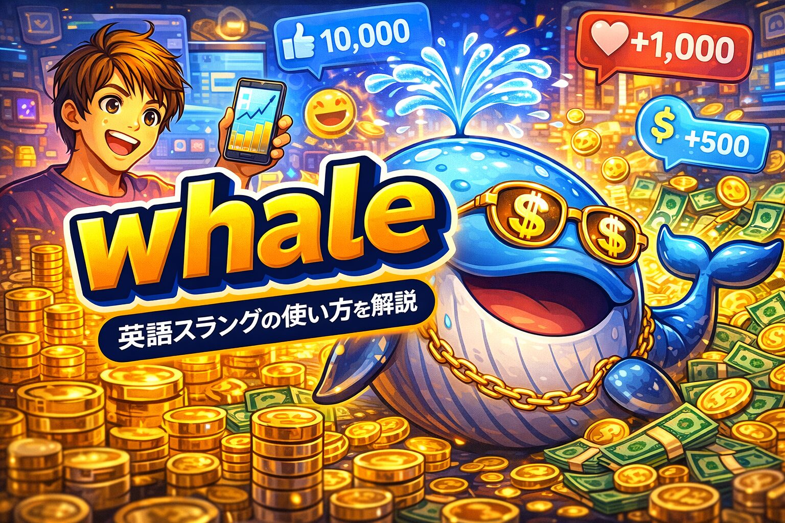 whale の意味とは？英語スラング・SNS用語の使い方を解説