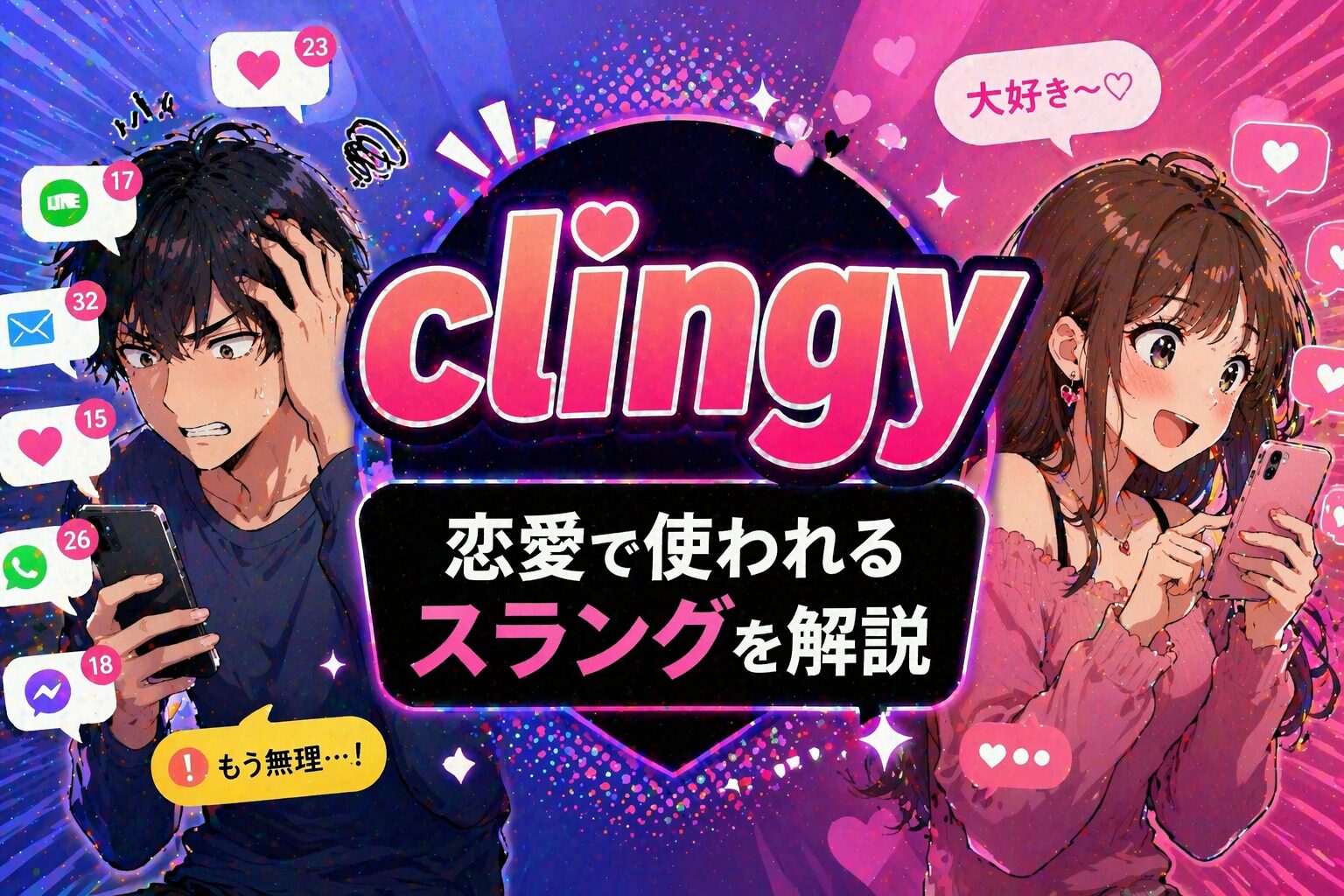 clingy とは？かまちょ・メンヘラを表す恋愛スラングの意味・由来・使い方を解説